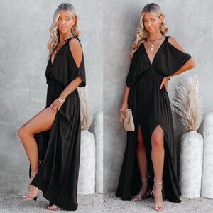 VICI Korrine Cold Shoulder Maxi Dress Black